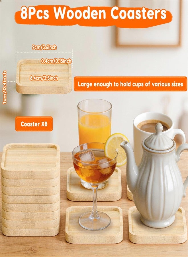 Karidge 8 PCS Bamboo Coasters for Crafts, Wooden Coasters Set for Drinks, DIY Mosaic Tile Blank Base, DIY Resin Coaster Art, Table Protection, Small Plant Trays, Modern Home Decor Gifts - Image 2