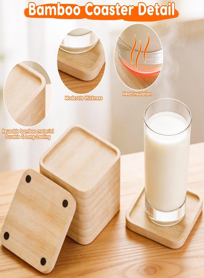 Karidge 8 PCS Bamboo Coasters for Crafts, Wooden Coasters Set for Drinks, DIY Mosaic Tile Blank Base, DIY Resin Coaster Art, Table Protection, Small Plant Trays, Modern Home Decor Gifts - Image 4