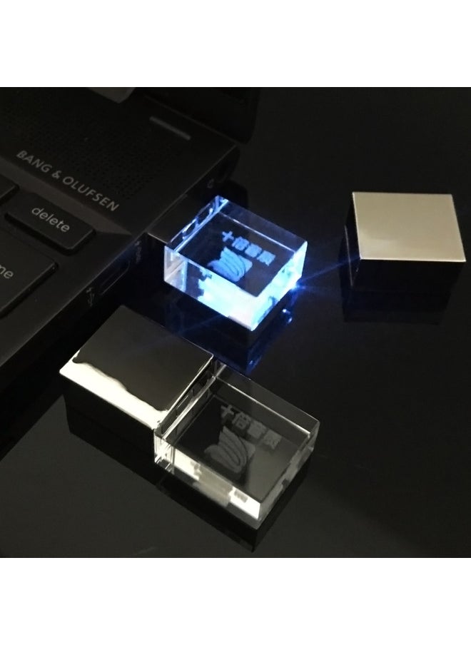 Crystal Luminous U Disk Creative Acrylic High-speed Car USB DIY Carved LOGO Business Gifts U Disk Wholesale-Color:Gold-Capacity:USB3.0 256GB  - Image 5