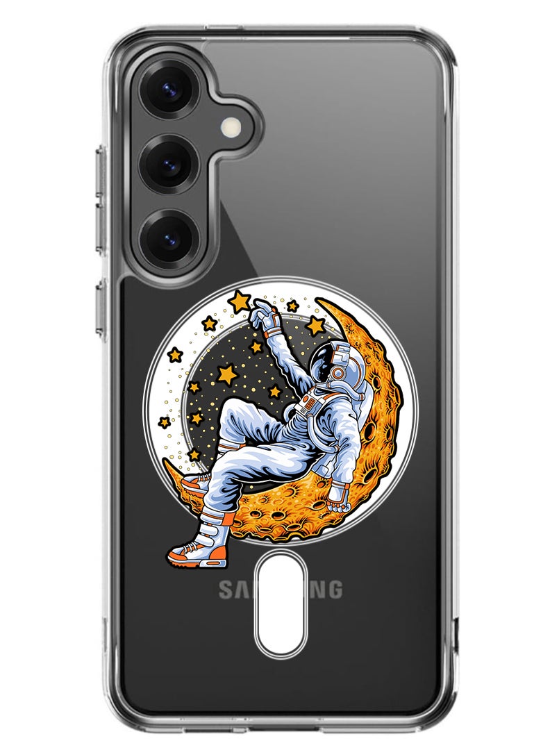 Theodor Magnetic Case for Samsung Galaxy S25 Plus 6.7-inch Compatible with MagSafe Wireless Charging, Shockproof Phone Bumper Cover Astronaut lying on moon - Image 1