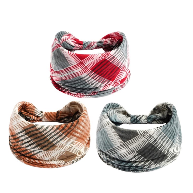 K-Elewon 3 Pack Women Wide Elastic Head Wrap Headband Sports yoga Hair Band (3 Pack(A08)) - Image 1
