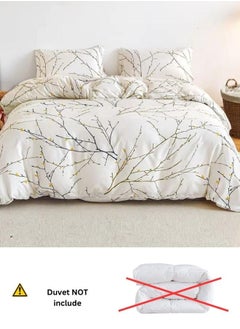 LUNA Home King Size 6 Pieces Twigs Print Duvet Cover Set, Beige color.  - Image 4