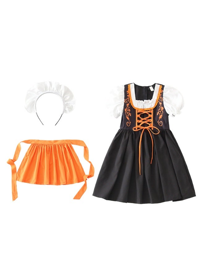 Loquat Bavarian Children's Outfit - Girls' Dirndl Dress for Munich Oktoberfest, Farmhouse Style Maid Costume - Image 2