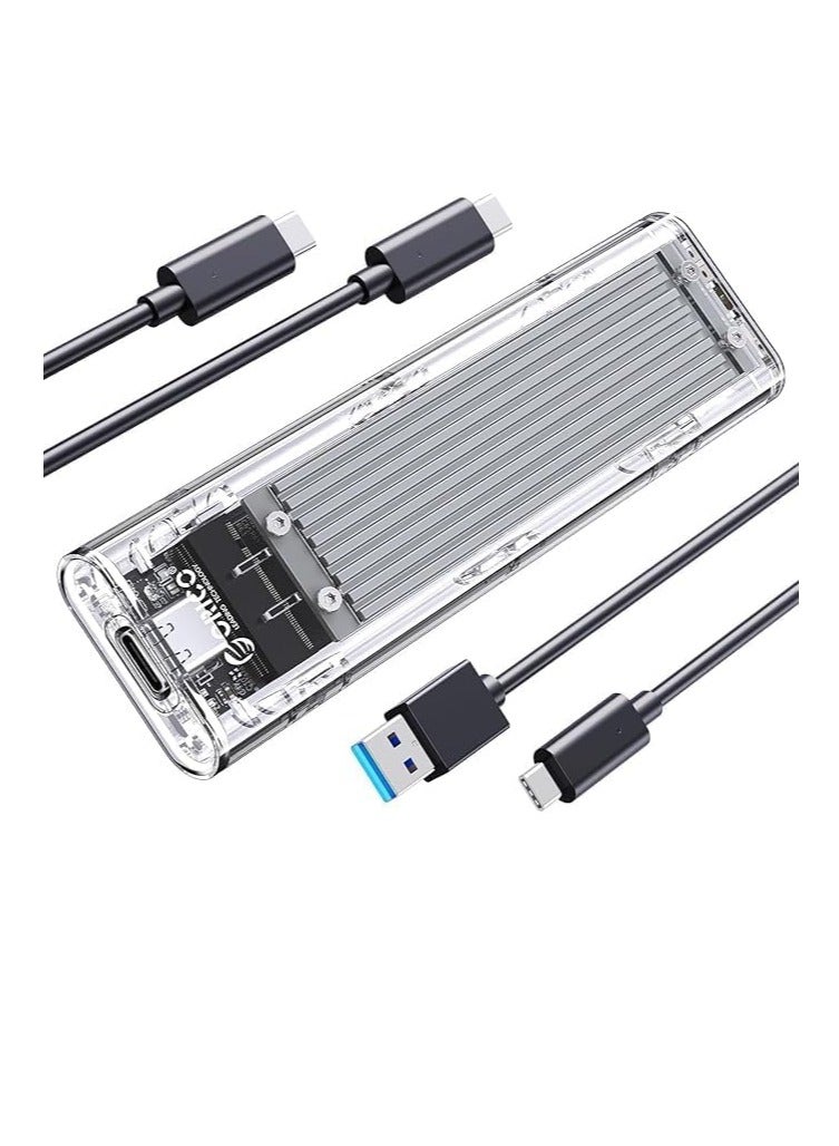 Transparent M.2 to USB Type-C 3.1 Gen2 Adapter Enclosure | 10Gbps External SSD Case | Compatible with 2280, 2260, 2242, 2230 M-Key PCIe SSDs