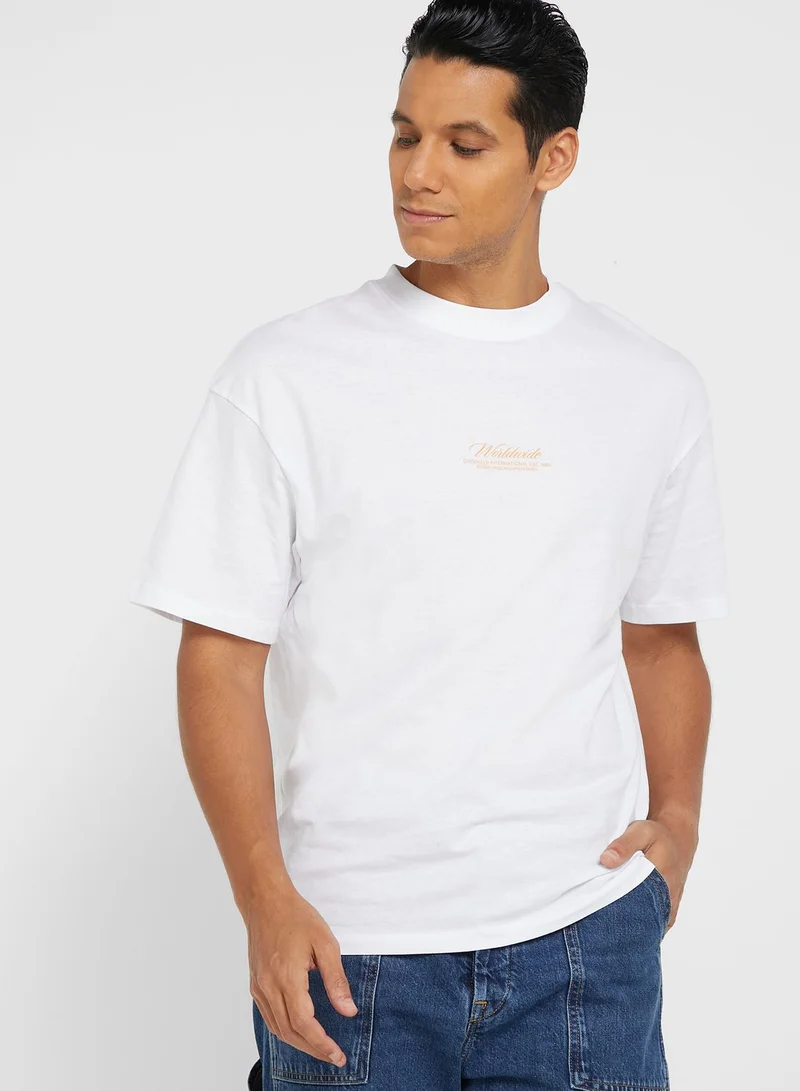 JACK & JONES Casual Printed Crew Neck T-Shirt