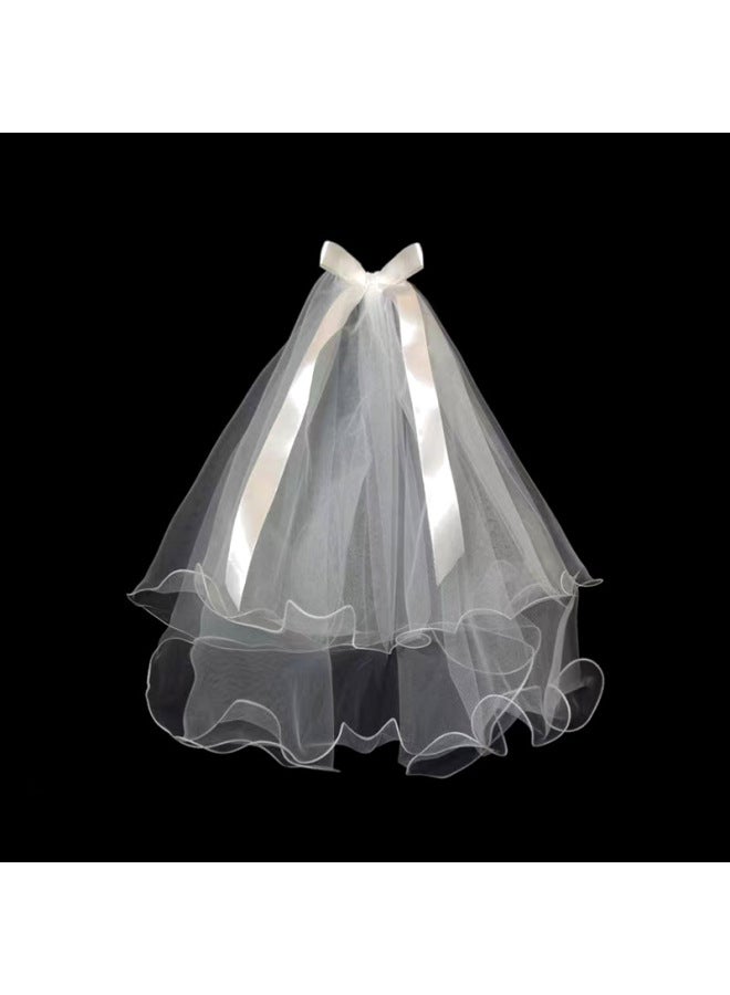 Halloween Headwear Headband Mori Antlers Headband Night Market Stall Luminous Toys-Color:No Light Bow Veil - Image 1