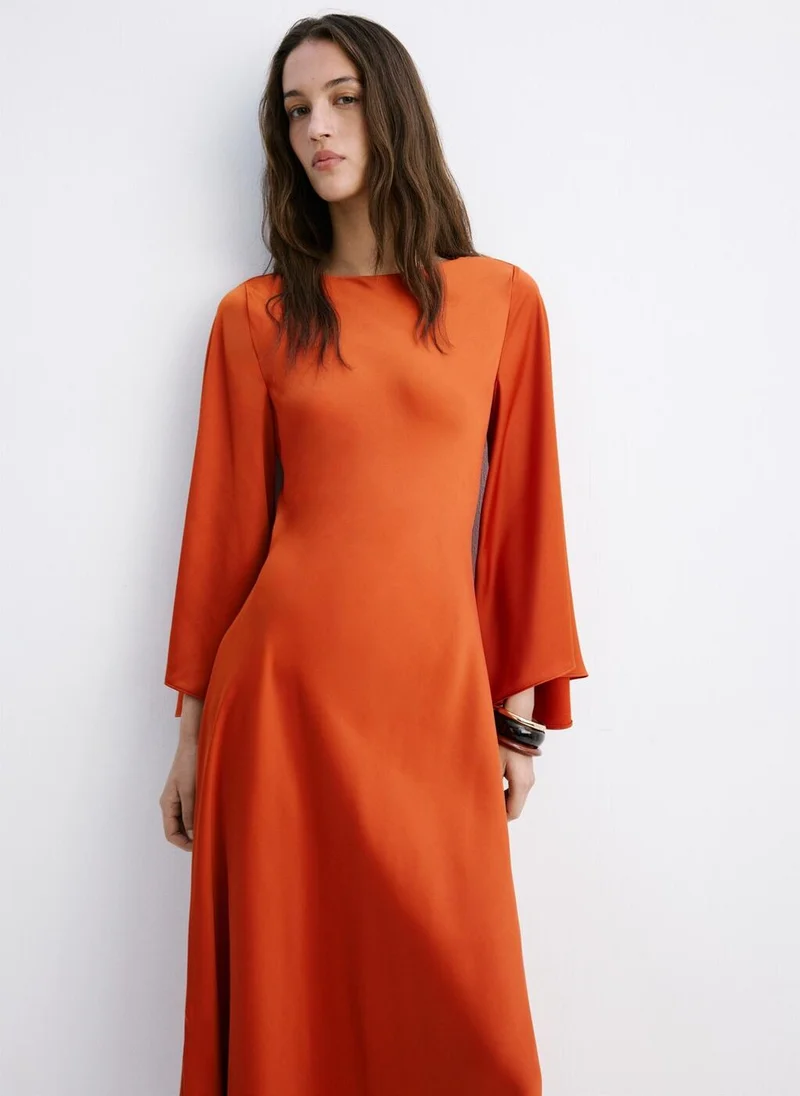 MANGO  Flared-sleeve satin dress for Women | Best Price UAE