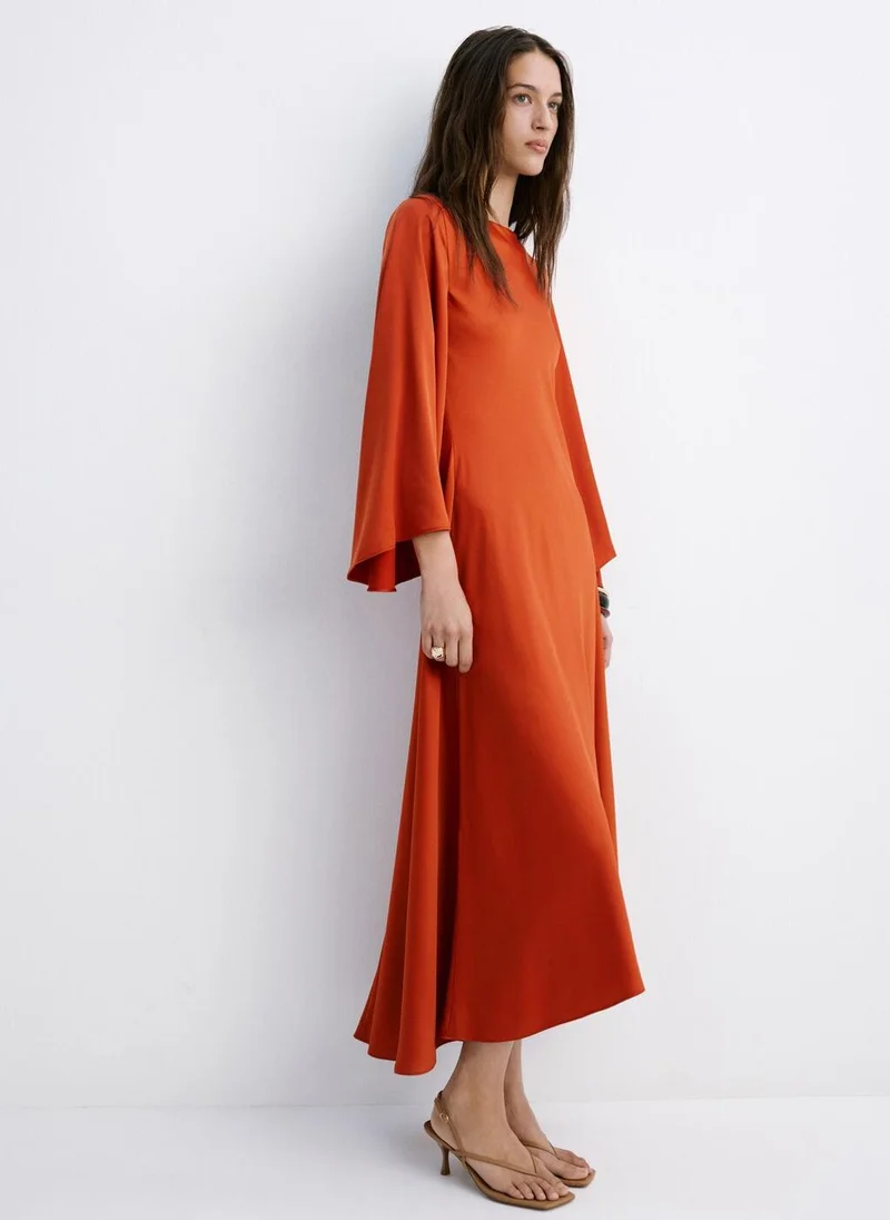 مانجو Flared-sleeve satin dress