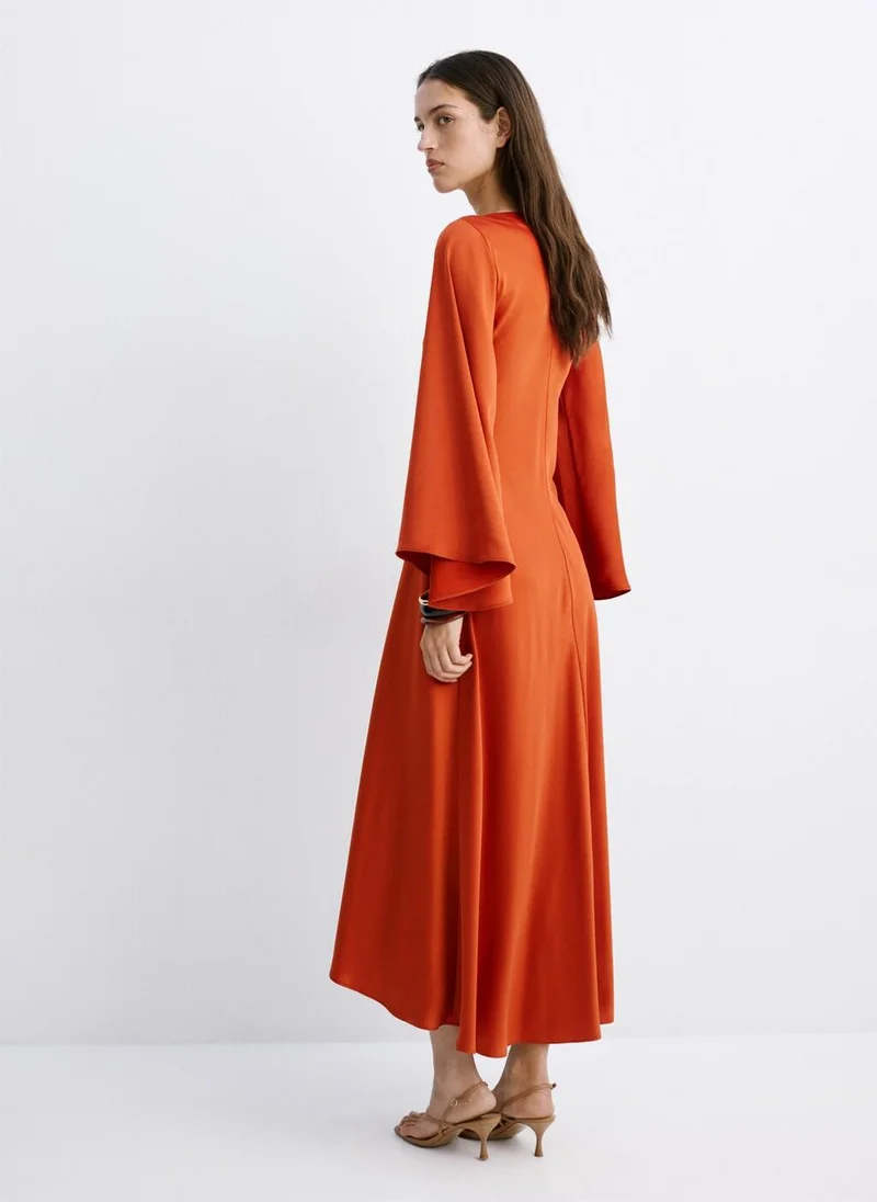 مانجو Flared-sleeve satin dress