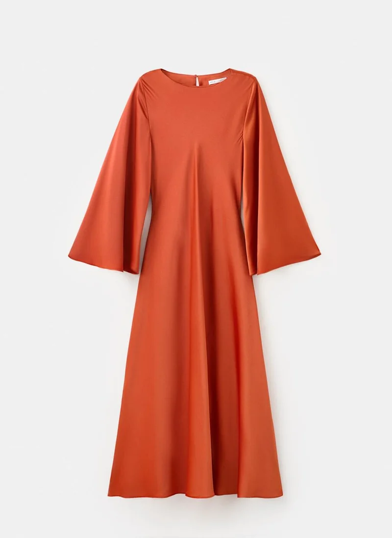 MANGO  Flared-sleeve satin dress for Women | Best Price UAE