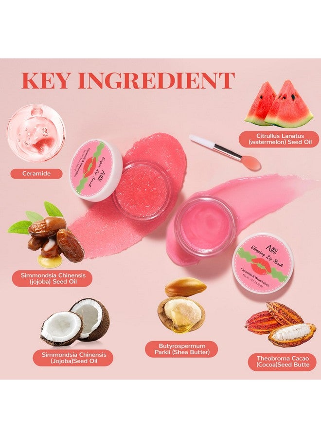 ANAI RUI Lip Mask Set, Lip Scrub & Lip Butter, Overnight Lip Treatment Set Enriched With Skin Softening Ceramide & Watermelon and Hydrating Shea Butter, For A Softer & Smoother Pout - Image 4