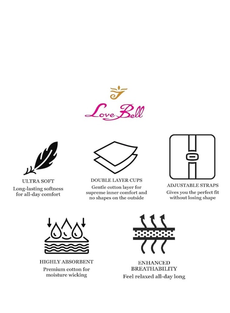 Love Bell صدرية حب بيل النسائية اليومية - مزدوجة الطبقة، تغطية عالية، صدرية مريحة طوال اليوم (أحمر فاتح) - Image 4