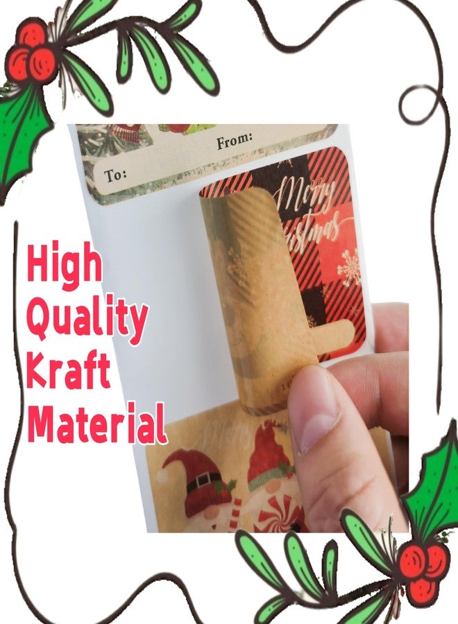 400 ملصق كبير لبطاقات هدايا عيد الميلاد، ملصقات كرافت ذاتية اللصق لعيد الميلاد، بطاقات أسماء من وإلى عيد الميلاد للنساء والرجال والأطفال، مغلفات ورقية لتغليف الهدايا، زينة العطلات (3 × 2 بوصة) - Image 4