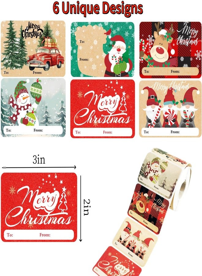 400 ملصق كبير لبطاقات هدايا عيد الميلاد، ملصقات كرافت ذاتية اللصق لعيد الميلاد، بطاقات أسماء من وإلى عيد الميلاد للنساء والرجال والأطفال، مغلفات ورقية لتغليف الهدايا، زينة العطلات (3 × 2 بوصة) - Image 3
