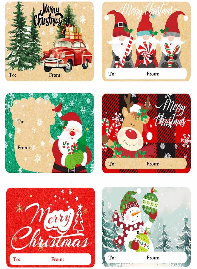400 ملصق كبير لبطاقات هدايا عيد الميلاد، ملصقات كرافت ذاتية اللصق لعيد الميلاد، بطاقات أسماء من وإلى عيد الميلاد للنساء والرجال والأطفال، مغلفات ورقية لتغليف الهدايا، زينة العطلات (3 × 2 بوصة) - Image 2