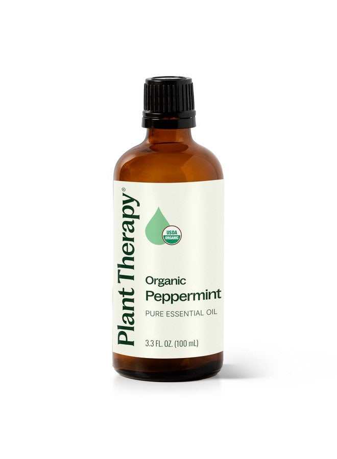 Plant Therapy Organic Peppermint Essential Oil 100% Pure, USDA Certified Organic, Undiluted, Natural Aromatherapy, for Diffusion, Skin, Hair, Therapeutic Grade 100 mL (3.3 oz) - Image 1