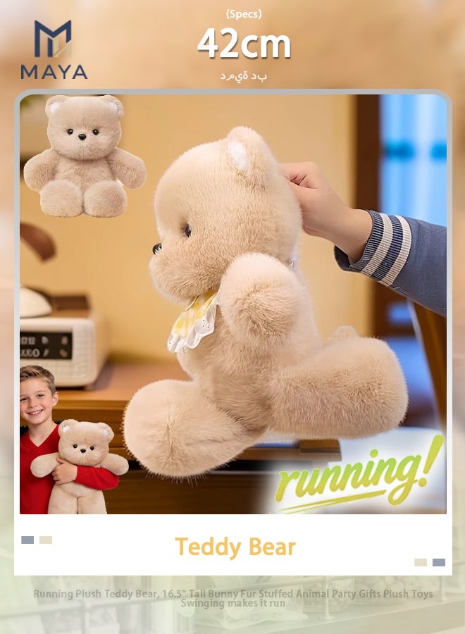 Maya Running Plush Teddy Bear, 16.5" Tall Bunny Fur Stuffed Animal Party Gifts Plush Toys Swinging makes it run - Image 1