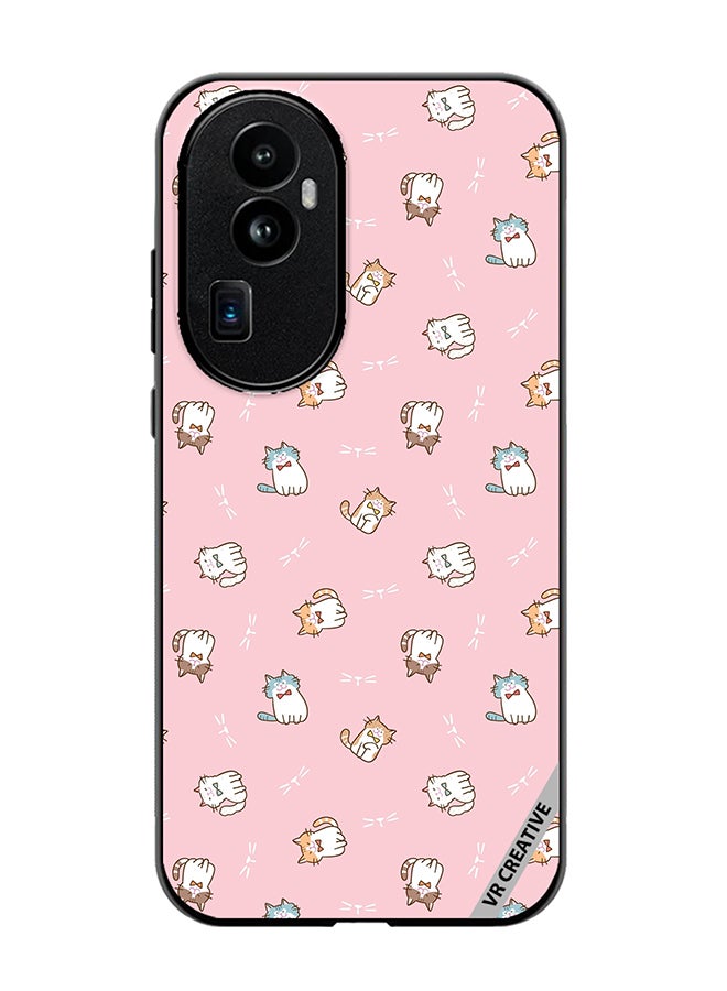 VR CREATIVE Protective Case Cover For Oppo Reno 10 Pro Plus Cartoon Cat Design On Pink Design Multicolour - Image 1