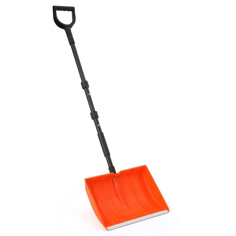 Yocada Snow Shovel 55" Long for Home Garage Driveway Snow Removal with D-Grip Handle Aluminum Strip Large Capacity Orange Shovel for Garden Car Camping Outdoor - Image 1
