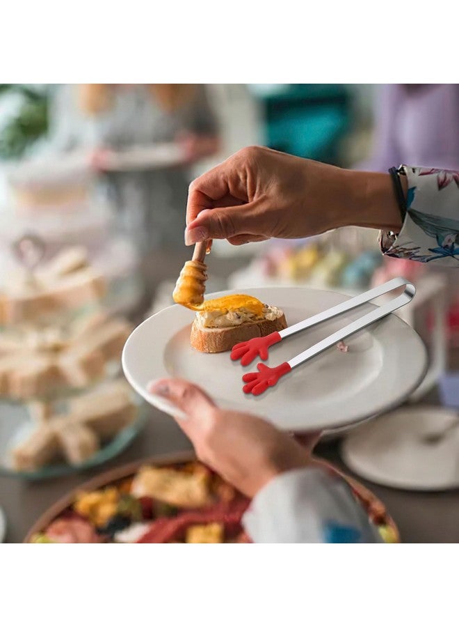 شيندل ملقط شيندل الصغير للأطفال، 8 قطع ملقط تقديم صغير مع أطراف سيليكون للمقبلات والأطعمة الصغيرة ومكعبات الثلج والفواكه والسكر وأدوات المطبخ، 5 بوصات - Image 3