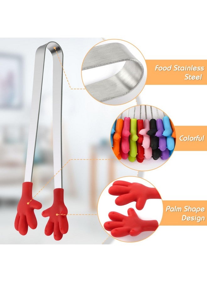 شيندل ملقط شيندل الصغير للأطفال، 8 قطع ملقط تقديم صغير مع أطراف سيليكون للمقبلات والأطعمة الصغيرة ومكعبات الثلج والفواكه والسكر وأدوات المطبخ، 5 بوصات - Image 5