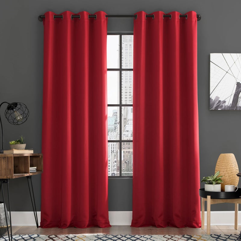 Sun Zero Soho Blackout Energy Efficient Grommet Curtain Panel Pair 54 x 96 Red 2pack