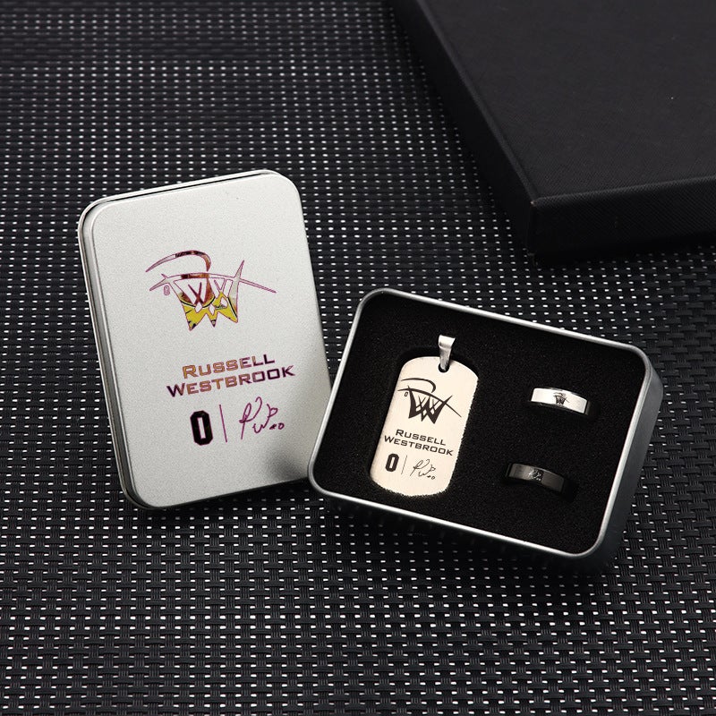 Generic Basketball Star Curry Titanium Necklace Ring Gift Set Weishao