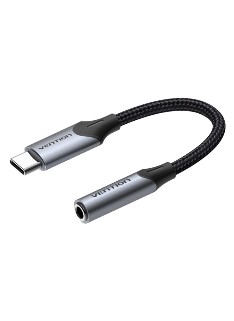 VENTION Vention Cotton Braided USB-C Male to 3.5MM Earphone Jack Adapter 0.1M Gray Aluminum Alloy Type  - Image 1
