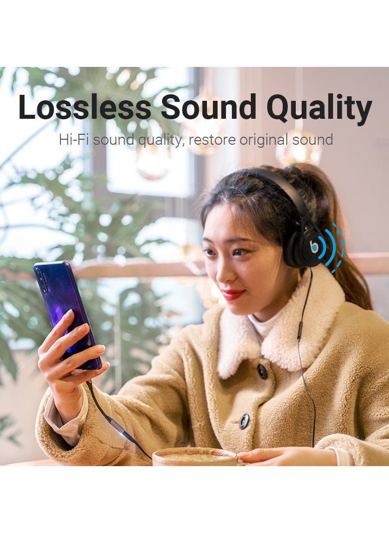 VENTION Vention Cotton Braided USB-C Male to 3.5MM Earphone Jack Adapter 0.1M Gray Aluminum Alloy Type  - Image 3