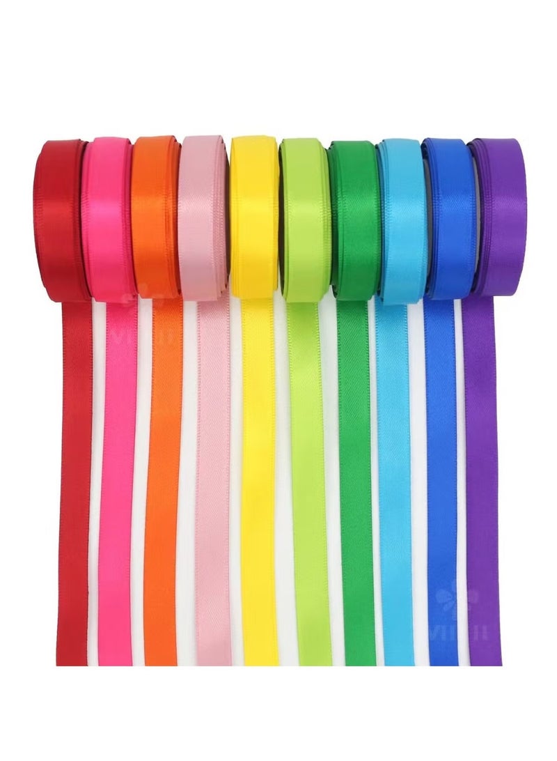 10pcs Rainbow Satin Ribbon Rainbow series,  (5/8'' x 25 Yards Each) 1.5cm Width 22M Per Roll Fabric Gift Wrapping Ribbon for Gift Wrapping, Birthday & Wedding Decorations, Invitations & Crafts ,Bouquet,Gift Packaging,DIY Bow Making ﻿ - Image 3