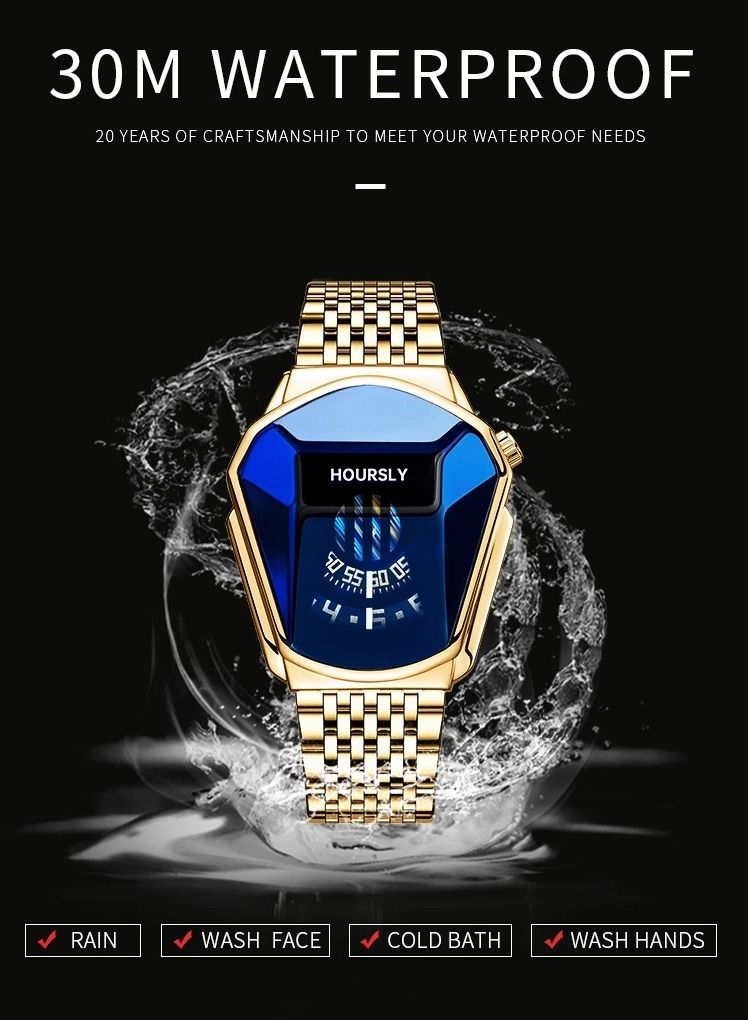 هاورسلي ساعة يد رجالية فاخرة HOURSLY Trend Cool ساعة يد رجالية بتقنية الفولاذ المقاوم للصدأ ساعة كوارتز عصرية للرجال - Image 3