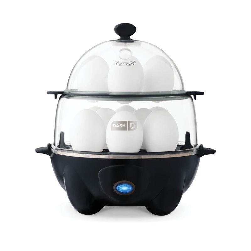 Dash DASH Deluxe Rapid Egg Cooker for Hard Boiled, Poached, Scrambled Eggs, Omelets, Steamed Vegetables, Dumplings & More, 12 capacity, with Auto Shut Off Feature - Black  - Image 1