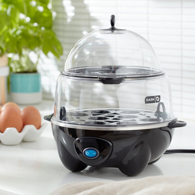 Dash DASH Deluxe Rapid Egg Cooker for Hard Boiled, Poached, Scrambled Eggs, Omelets, Steamed Vegetables, Dumplings & More, 12 capacity, with Auto Shut Off Feature - Black  - Image 2