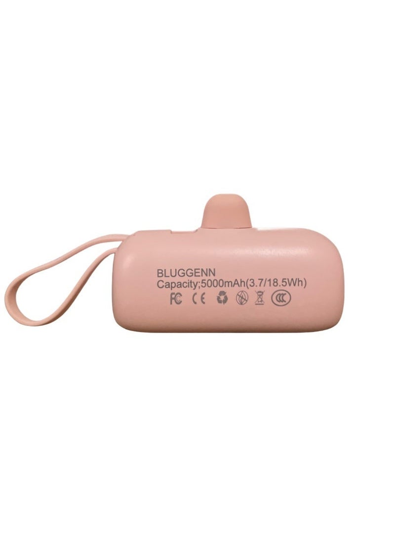 بلجن NANO Bluggenn 5000mAh power bank is a smart portable charger with a sleek and compact modern design. It comes with three fast‑charging outputs: a main top Type‑C port, a side Type‑C power delivery port, and a built‑in foldable Lightning cable designed as a stylish hand strap for iPhone. This setup allows you to charge up to three devices simultaneously without the need for extra cables. A digital display shows the battery percentage with precision, while the 5000mAh capacity provides enough power to recharge your device more than once when you’re on the go. It supports fast charging for a wide range of devices including iPhone 16/15, Samsung, Huawei, iPad, AirPods, Xiaomi, Vivo, Oppo, and more—making it the perfect solution for sharing power with family and friends easily, without any worries, and for any phone no matter the type. - Image 4