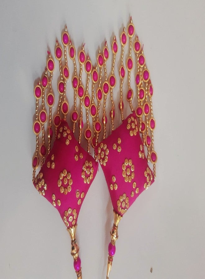 Libas Silk Fashion Latkan Handmade Women Hanging Tassels Craft Sewing Bridal Lehanga Traditional Bridal Heavy Wedding Color Pink Set 1 (2 Pc - Image 2