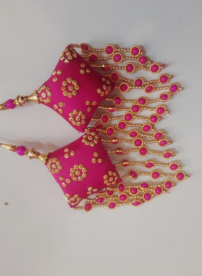 Libas Silk Fashion Latkan Handmade Women Hanging Tassels Craft Sewing Bridal Lehanga Traditional Bridal Heavy Wedding Color Pink Set 1 (2 Pc - Image 3