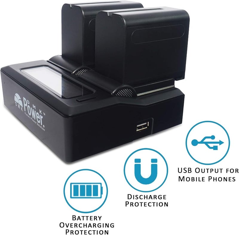 DMK Power NP-F970/NP-F960 "2 Pcs 9800mAh Battery and 1 x DC-01 Digital Dual Battery Charger", made for LED Photo Video Lights and Monitor only (Not for Cameras & Camcorder) - Image 5