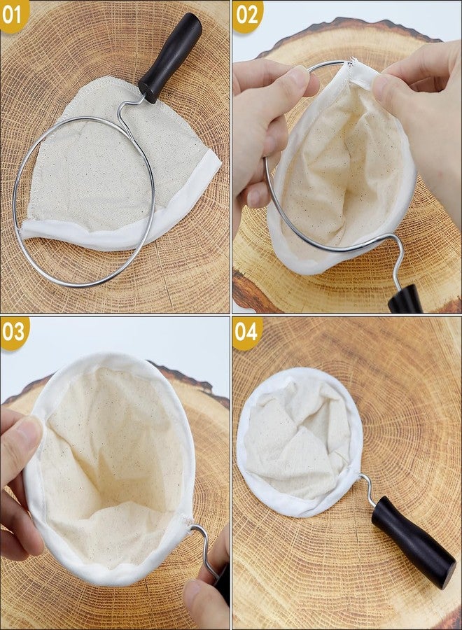 DOERDO DD 2 Pcs Reusable Coffee Sock – Large Flannel Cloth Coffee Filter with Wooden Handle, Handmade Pour Over Coffee Filter Bag for Home Brewing - Image 5