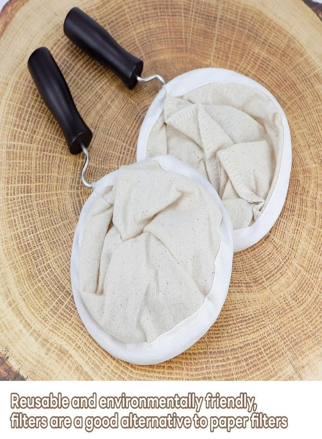 DOERDO DD 2 Pcs Reusable Coffee Sock – Large Flannel Cloth Coffee Filter with Wooden Handle, Handmade Pour Over Coffee Filter Bag for Home Brewing - Image 4