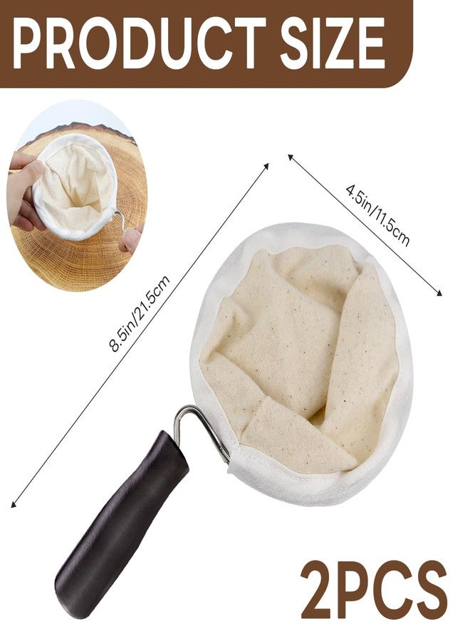 DOERDO DD 2 Pcs Reusable Coffee Sock – Large Flannel Cloth Coffee Filter with Wooden Handle, Handmade Pour Over Coffee Filter Bag for Home Brewing - Image 2