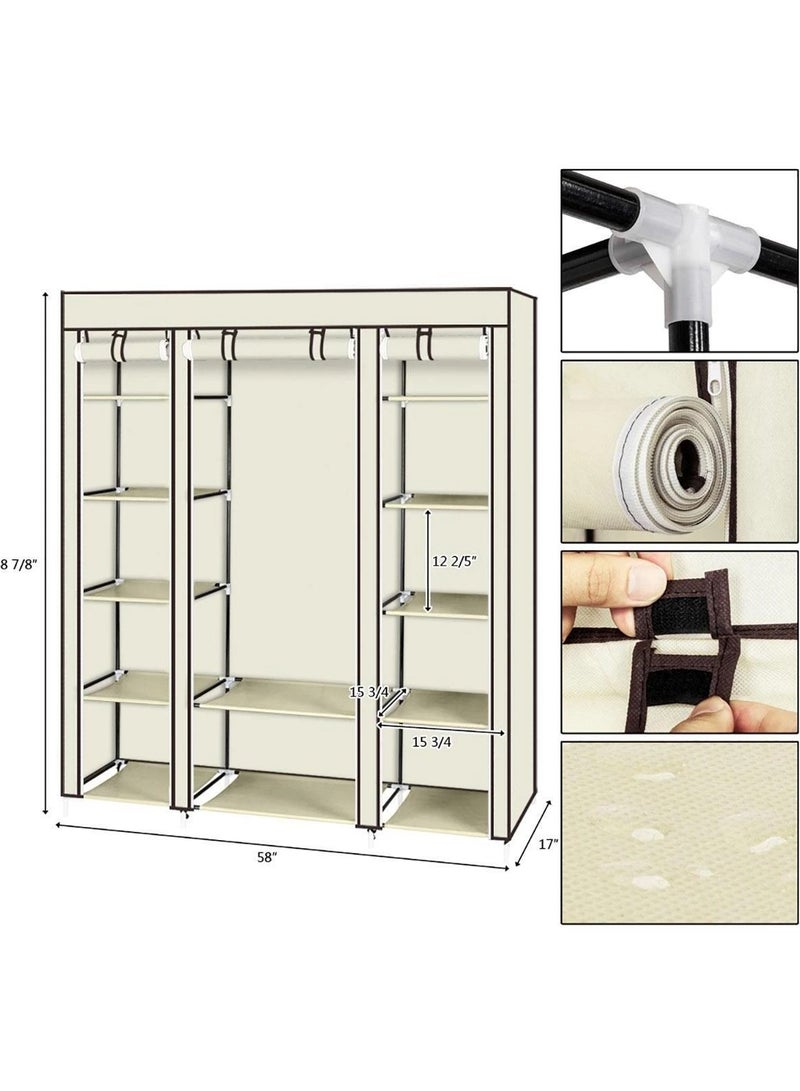 أصلي ب د خزانة ملابس محمولة (دولاب ملابس) لتنظيم وتخزين الملابس مع خزانة ملابس من القماش غير المنسوج، قوية ومتينة للغاية وسريعة وسهلة التجميع من اسول بي دي - Image 3