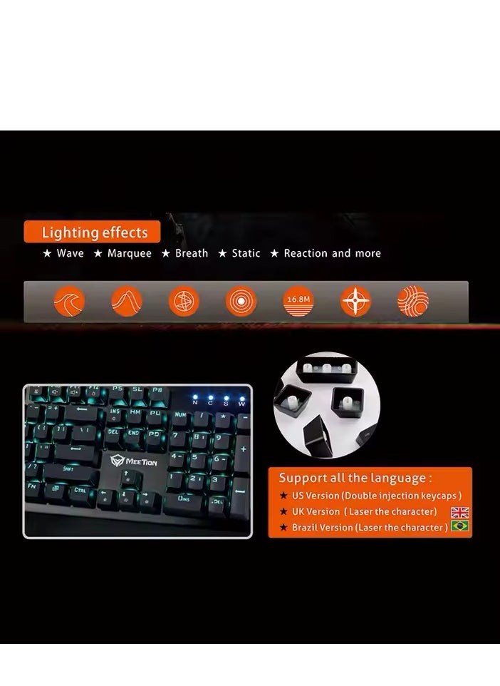 Meetion - Meetion MK01 Premium Design, Full key Anti-Ghosting RGB Backlit, 12 Multimedia Shortcuts, Plug & Play, System Compatible OUTEMU Mechanical Wired Gaming Keyboard - Image 1