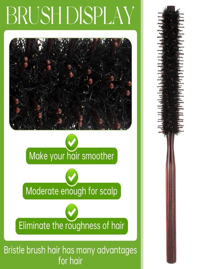 Sliverdew Small Round Hair Brush, Natural Boar Bristle Roller Brush with Reinforced Bristles, Texture Comb for Styling & Volumizing Bangs Blowouts Thin, Thick, Curly Hair - 1.4" Diameter - Image 3
