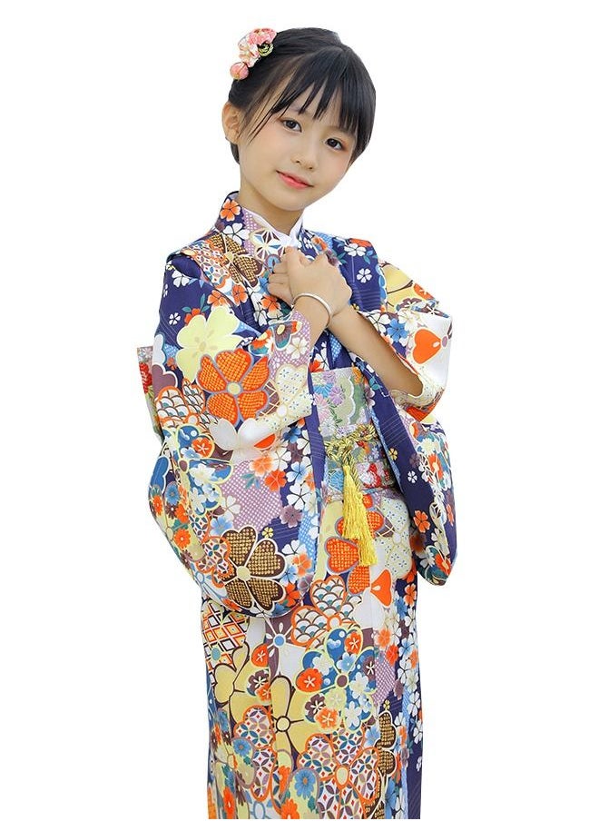 Al Aoyama Al Aoyama Japan girl's Kimono Robe Yukata Tuxedo Ruffle Dress Blossom Bathrobe Sleepwear yukata and waist band  - Image 1