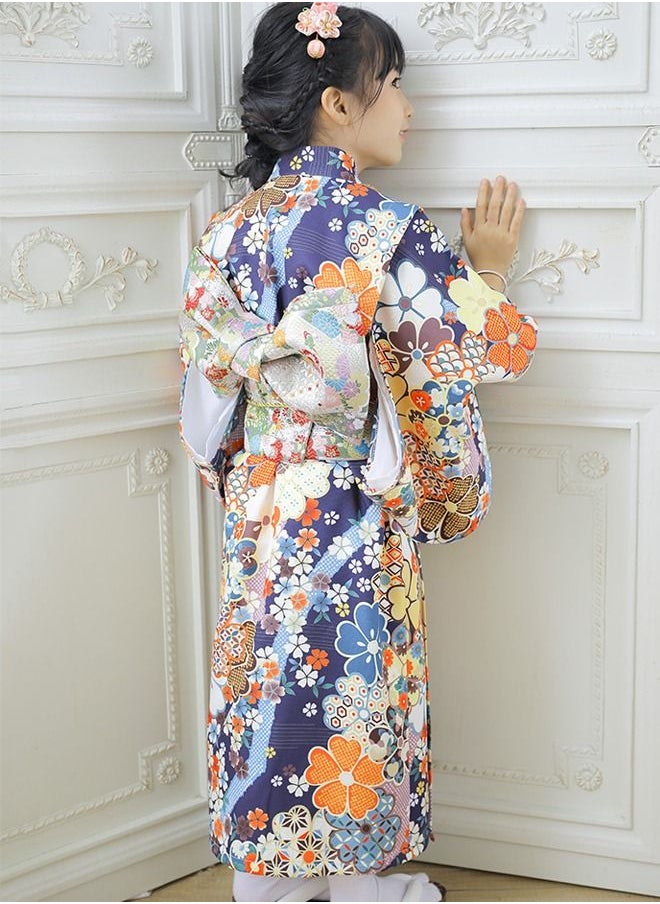 Al Aoyama Al Aoyama Japan girl's Kimono Robe Yukata Tuxedo Ruffle Dress Blossom Bathrobe Sleepwear yukata and waist band  - Image 3