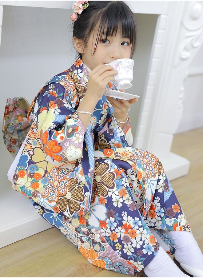 Al Aoyama Al Aoyama Japan girl's Kimono Robe Yukata Tuxedo Ruffle Dress Blossom Bathrobe Sleepwear yukata and waist band  - Image 4