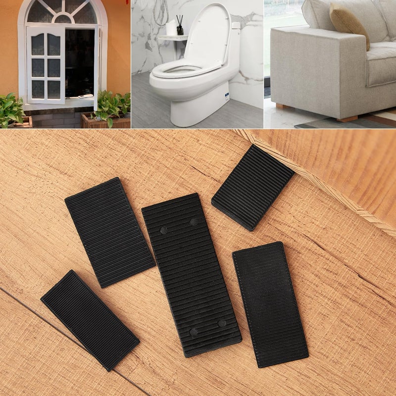 ZZJMCH 24 Pack Black Multi Purpose Furniture Plastic Shims for Leveling Extreme Weight Capacity Wedges Easy to Snap Cut-to-fit Size Leveler for Toilet Shims, Doors, Windows, Sheds, Table - Image 4