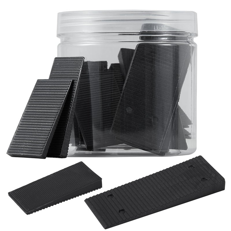 ZZJMCH 24 Pack Black Multi Purpose Furniture Plastic Shims for Leveling Extreme Weight Capacity Wedges Easy to Snap Cut-to-fit Size Leveler for Toilet Shims, Doors, Windows, Sheds, Table - Image 1