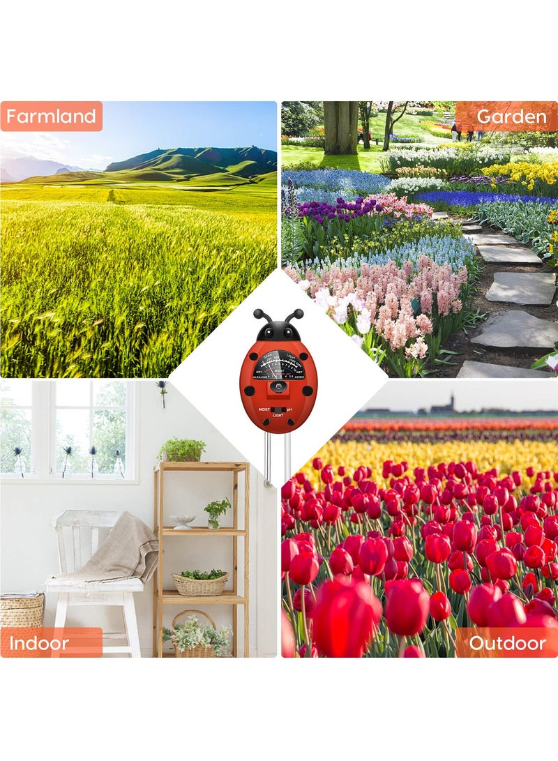 3-in-1 Soil Tester Kit - Soil pH Meter with Moisture, Light, and pH Testing for Garden, Farm, Lawn, Indoor & Outdoor Use (No Battery Required) - Cute Ladybug Design - Image 5