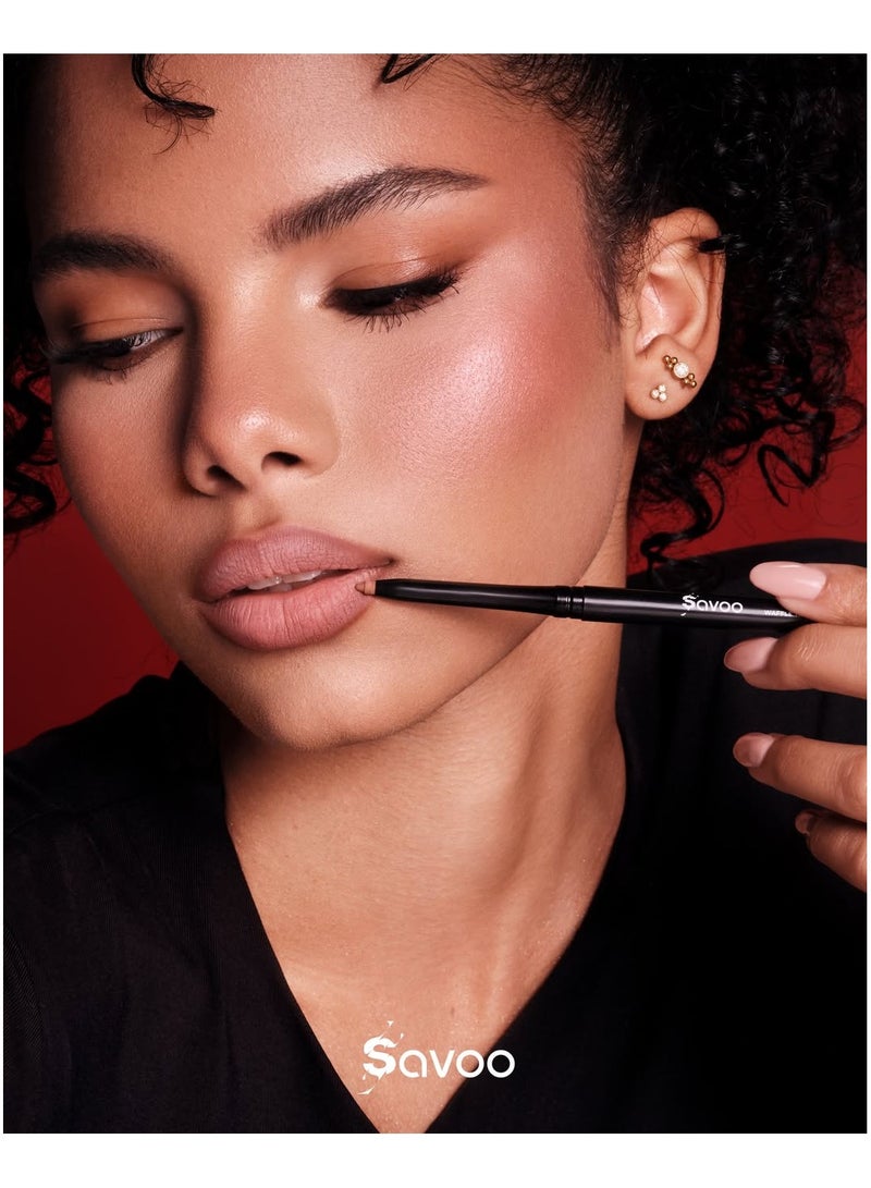 Savoo Lip Liner – Flawless Pink | Creamy Long-Lasting Lip Pencil with Jojoba Oil & Lip Booster Peptides | Vegan, Waterproof, Recyclable | Defines & Enhances Lips – 6 Shades - Image 4